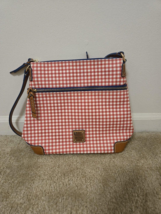 Dooney & Bourke Handbags - Dooney And Bourke White/Red Gingham Pattern Messenger Crossbody Bag